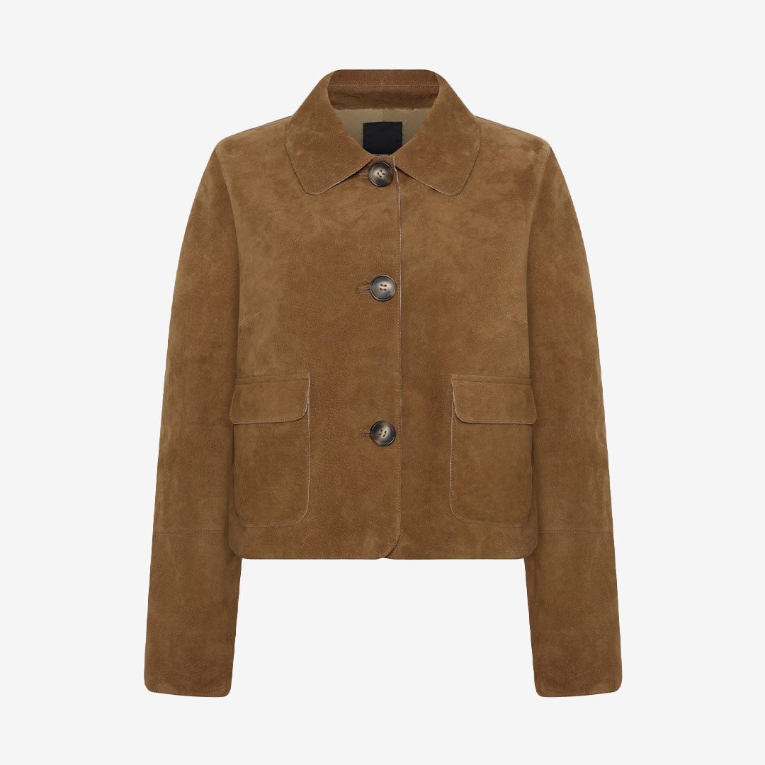 Rock and Blue Trixie Jacket tobacco  i brun mocka med kort passform och klassisk design