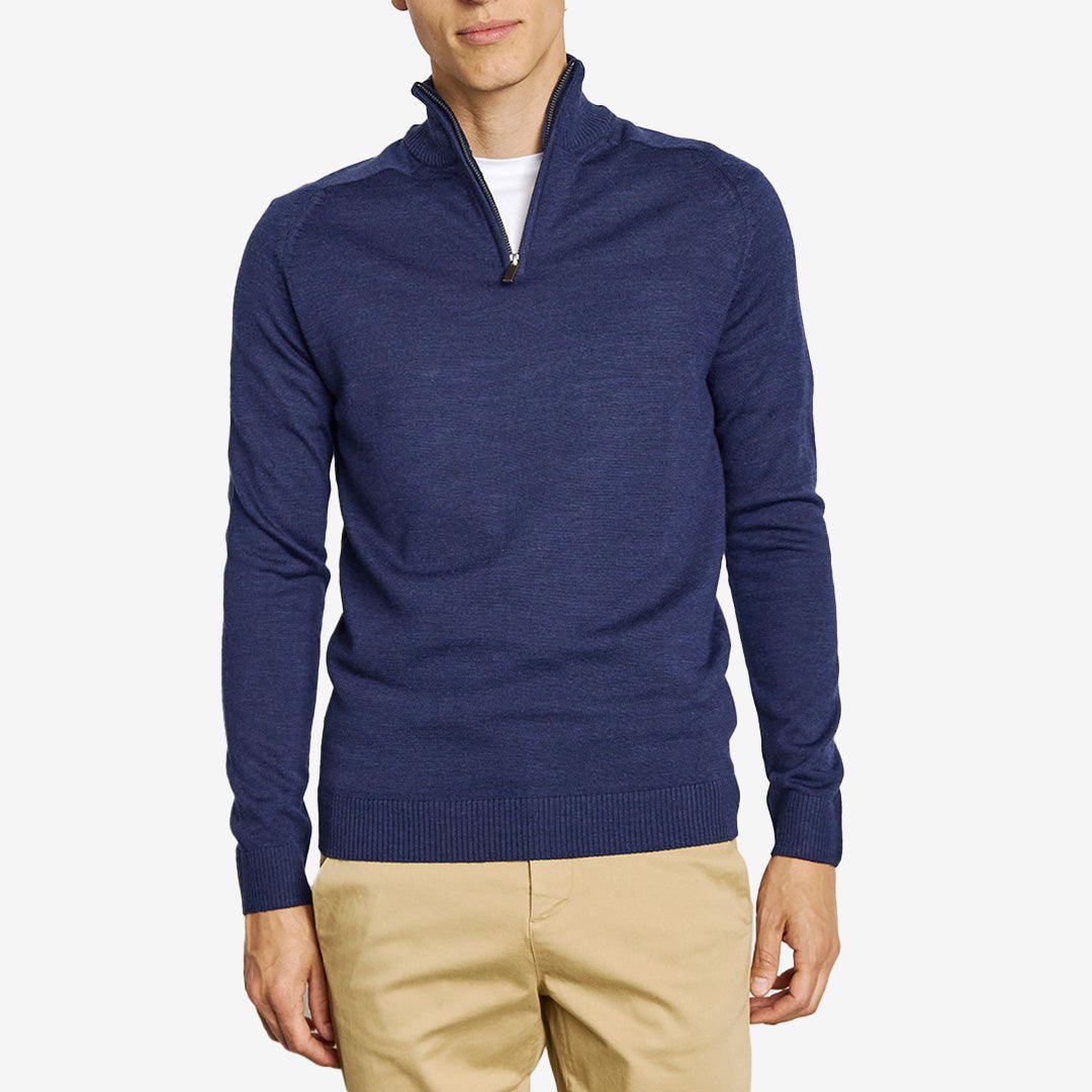 BS Pelle halfzip herrtröja i färgen Thunder, merinoull och akryl, regular fit