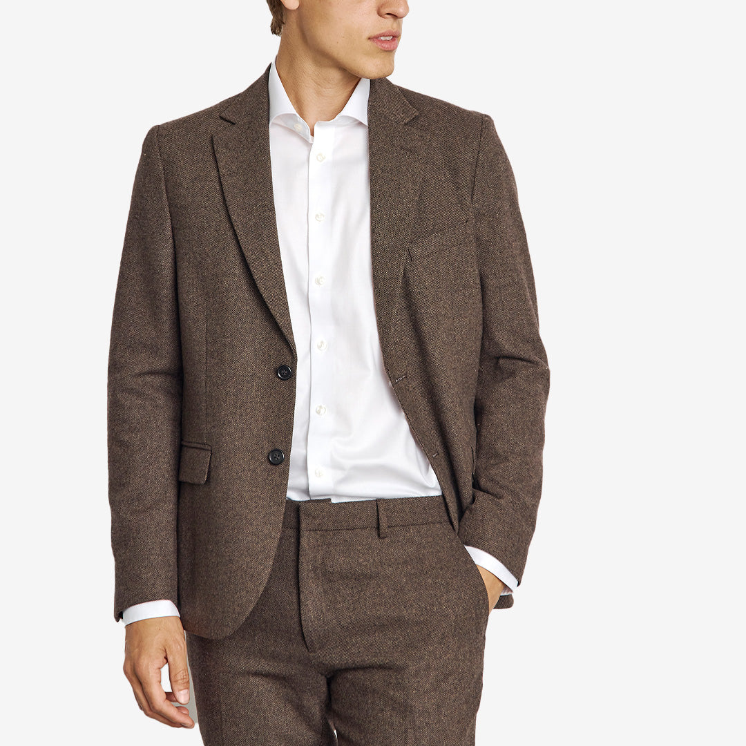 Brun herrblazer BS Chiavari i ullmix med klassisk passform och tidlös design