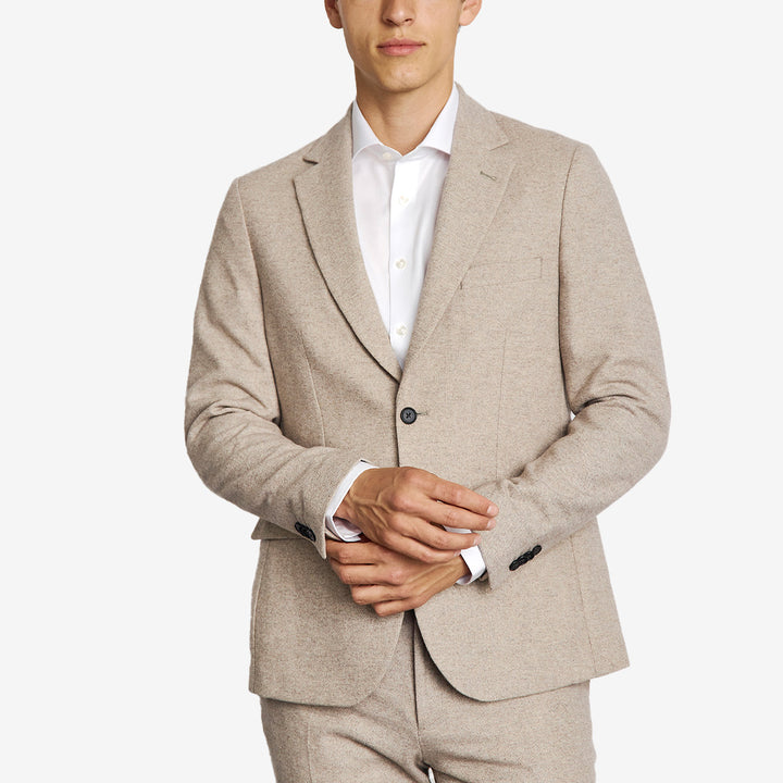 Ljusbrun herrblazer BS Chiavari i ullmix med klassisk passform och tidlös design
