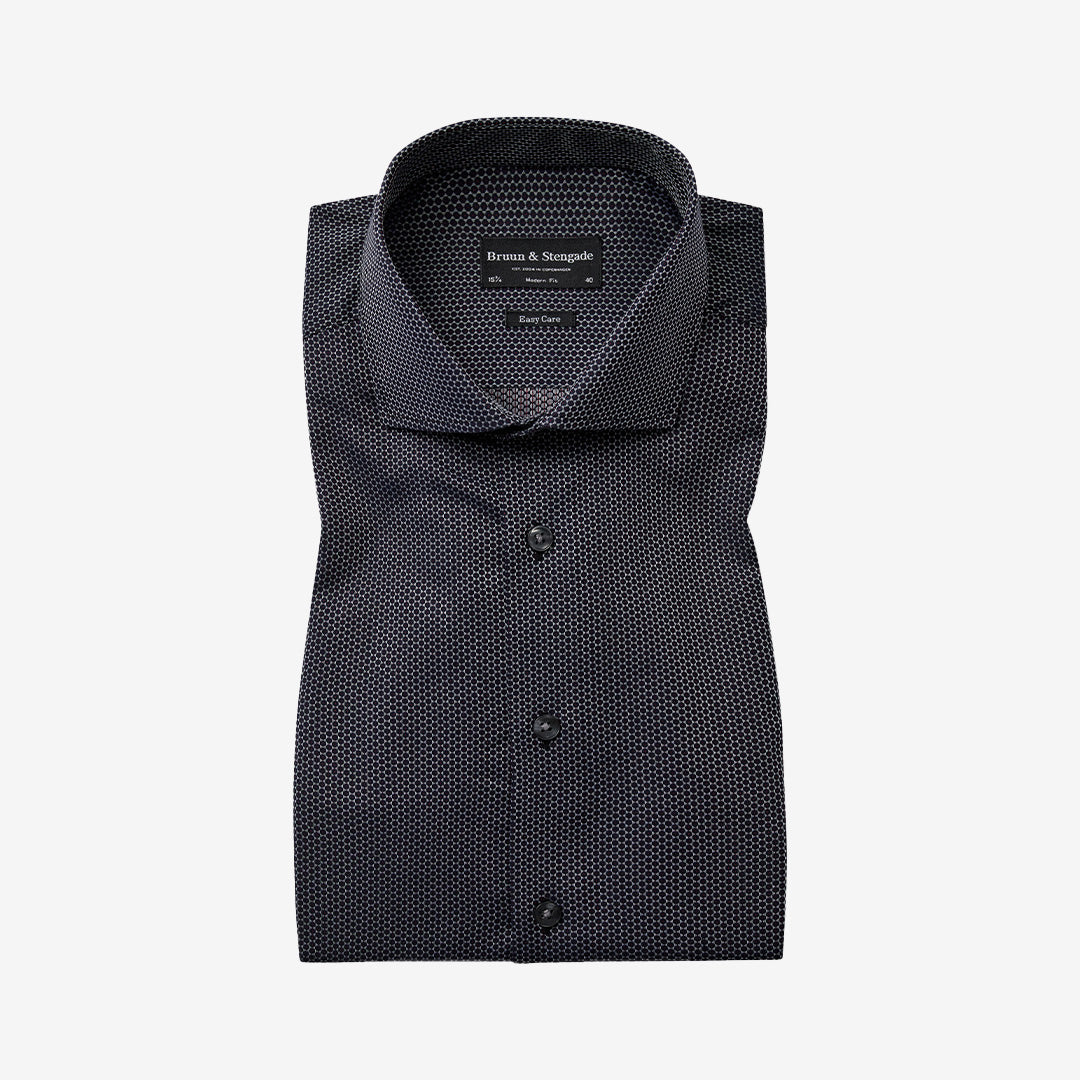 Marinblå långärmad skjorta i bomull, modell Sonny Modern Fit