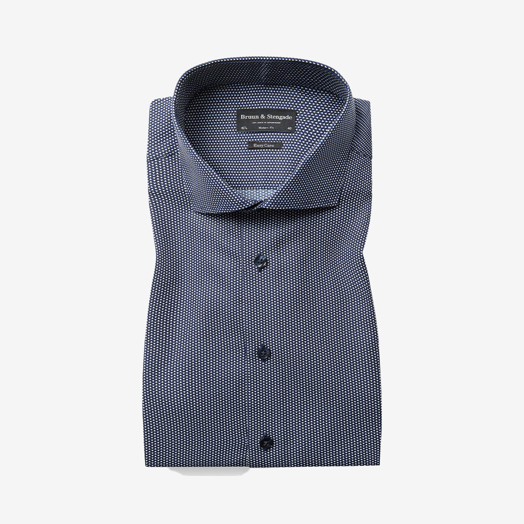 Marinblå långärmad skjorta i bomull, modell Gunnar Modern Fit
