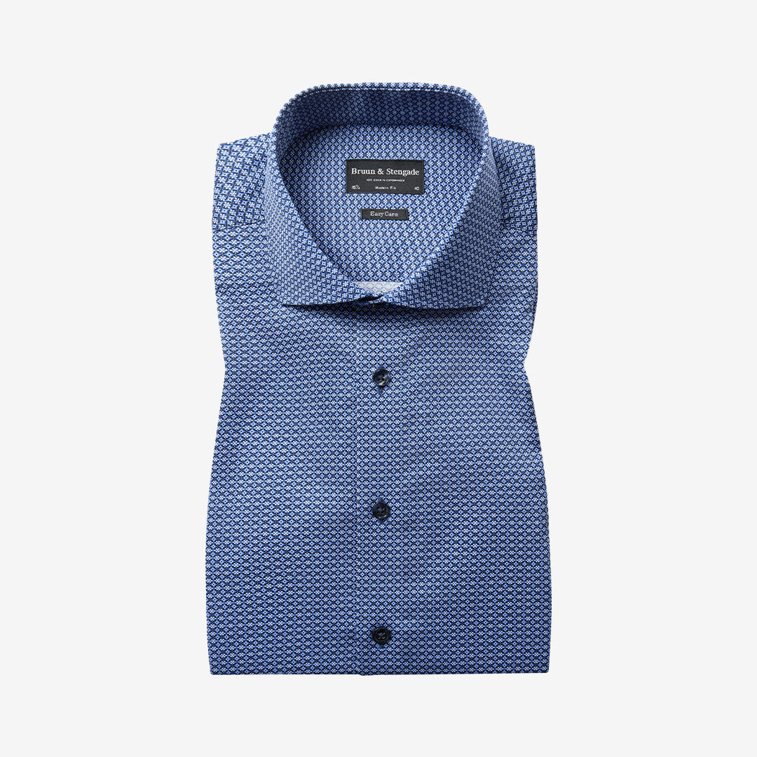 Blå långärmad skjorta i bomull med modern passform, modell Madsen Modern Fit