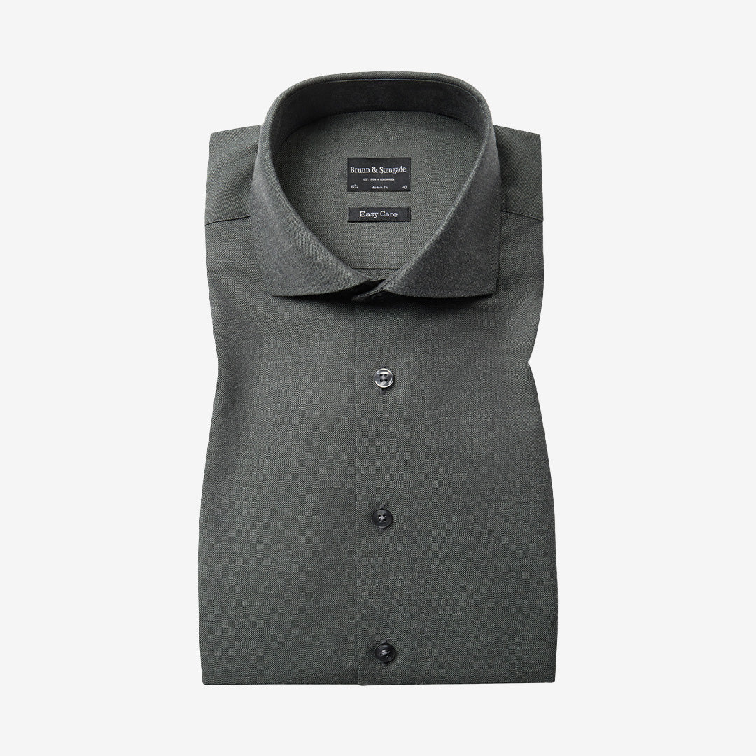 Mörkgrön långärmad skjorta i bomull med modern passform, modell Bobby Modern Fit