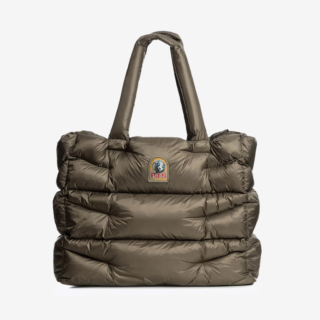 Parajumpers Hollywood shopper i Olive Grey, återvunnen nylon med topphandtag och vadderad design