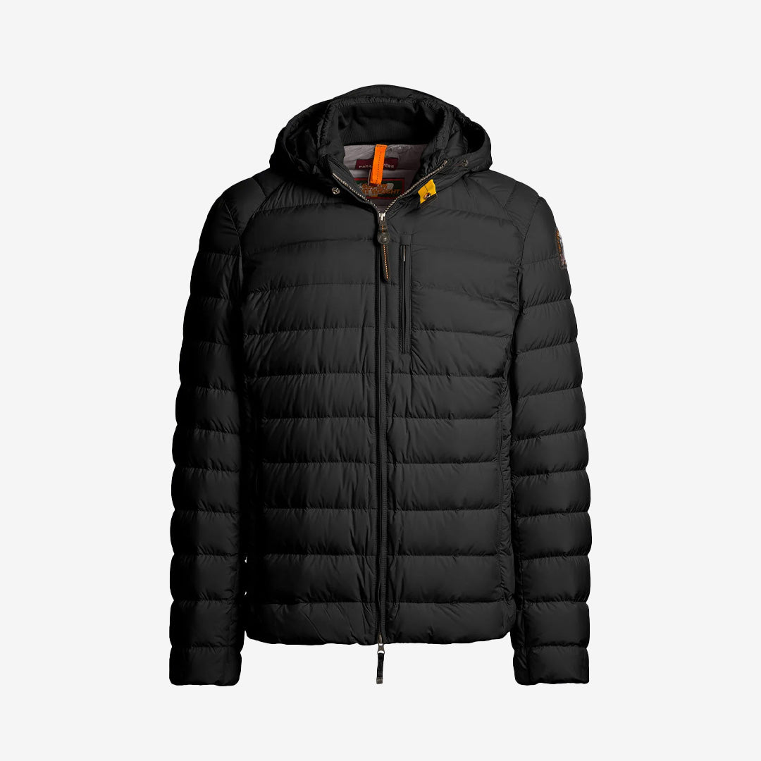 Last Minute kort dunjacka med huva i färgen Black, från Super Lightweight-serien