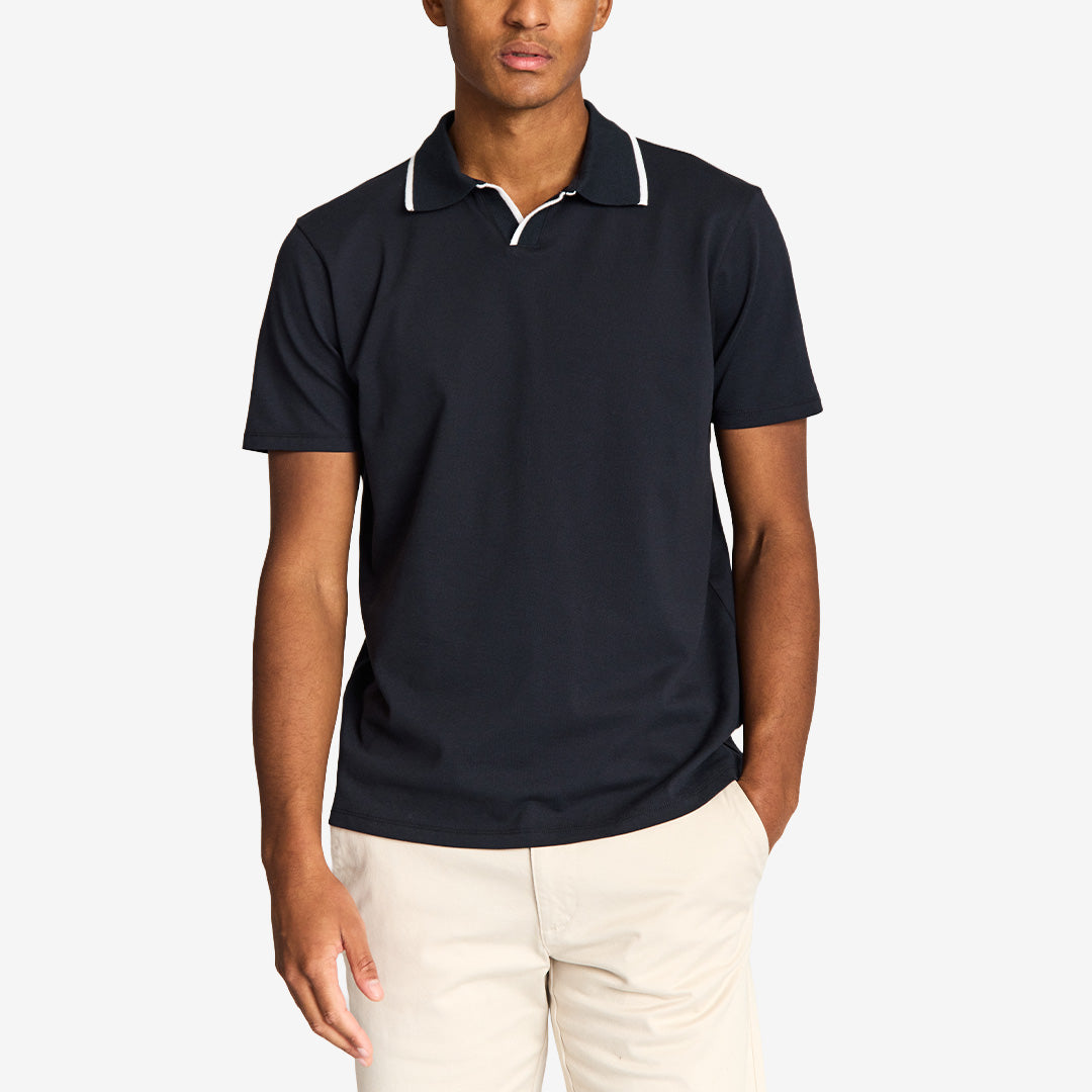 BS Syros regular fit polo shirt i navy bomull med stretch