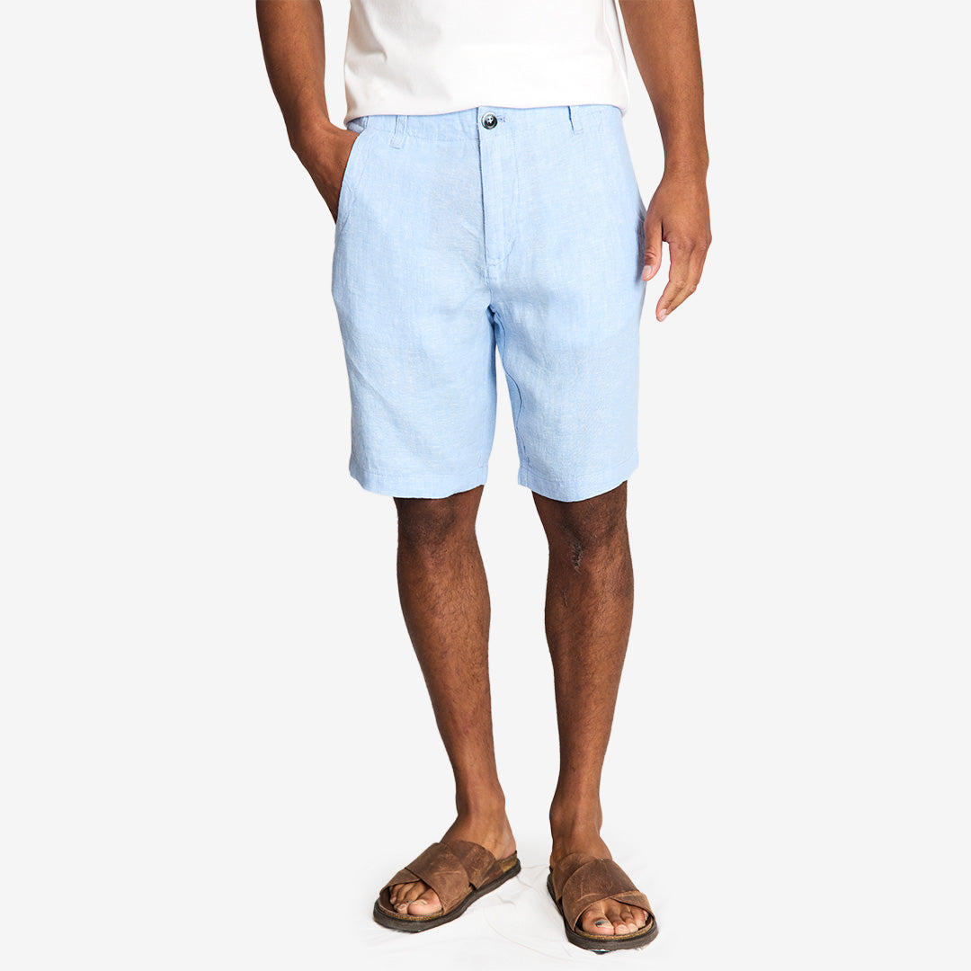 BS Paolos regular fit shorts i ljusblått linne