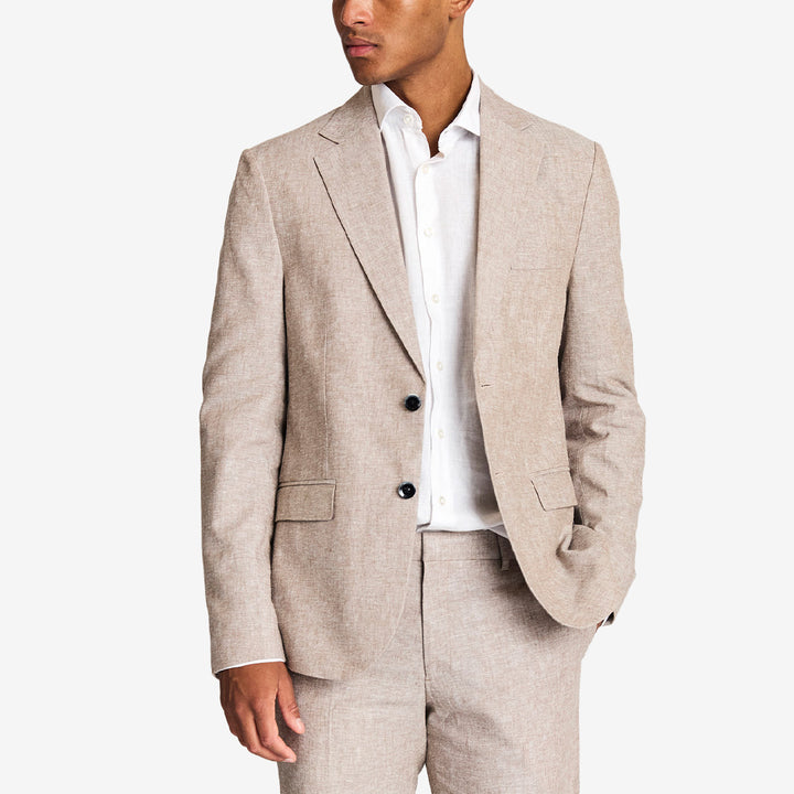 Sasso Classic Fit Blazer i brunt – linneblazer för herr med classic fit
