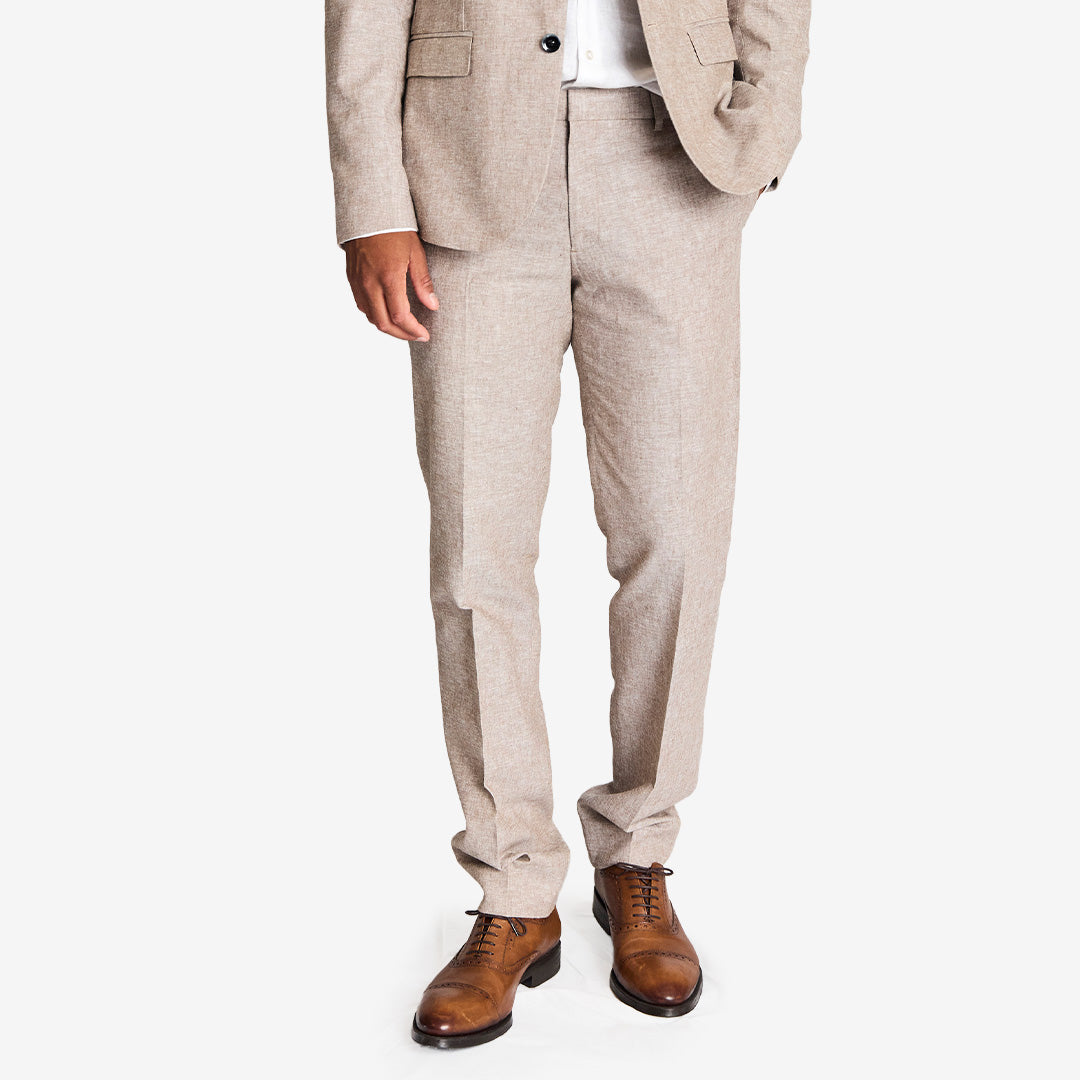 Sibillini Classic Fit Pants i brunt – linnebyxor för herr med classic fit