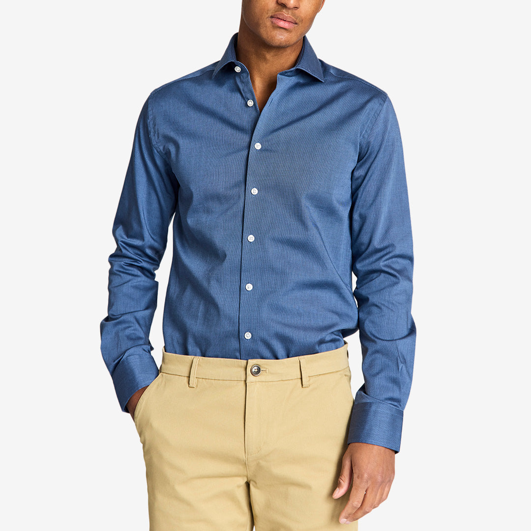 Viran Modern Fit Shirt i mörkblått – skjorta i bomull för herr med modern fit