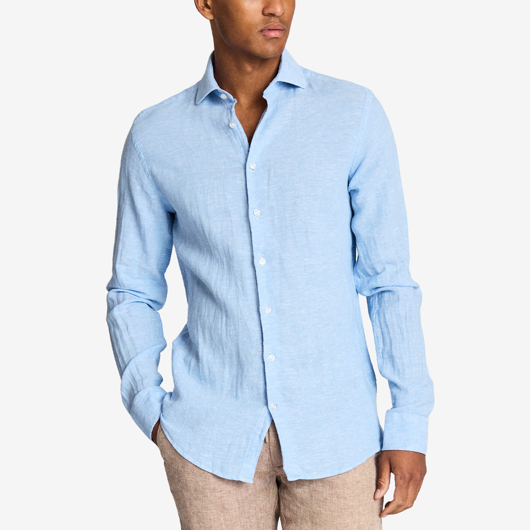 Tahaka Casual Modern Fit Shirt i ljusblått – linneskjorta för herr med modern fit
