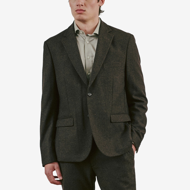 Bruun & Stengade BS Macron Classic Fit ullkavaj för herr i Brown med klassiska slag och skräddad passform.
