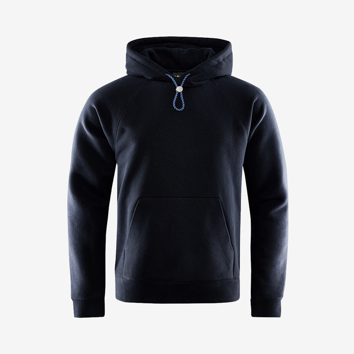 Sail Racing Flow Hood hoodie i Dark Navy med avslappnad passform, justerbar huva och känguruficka.