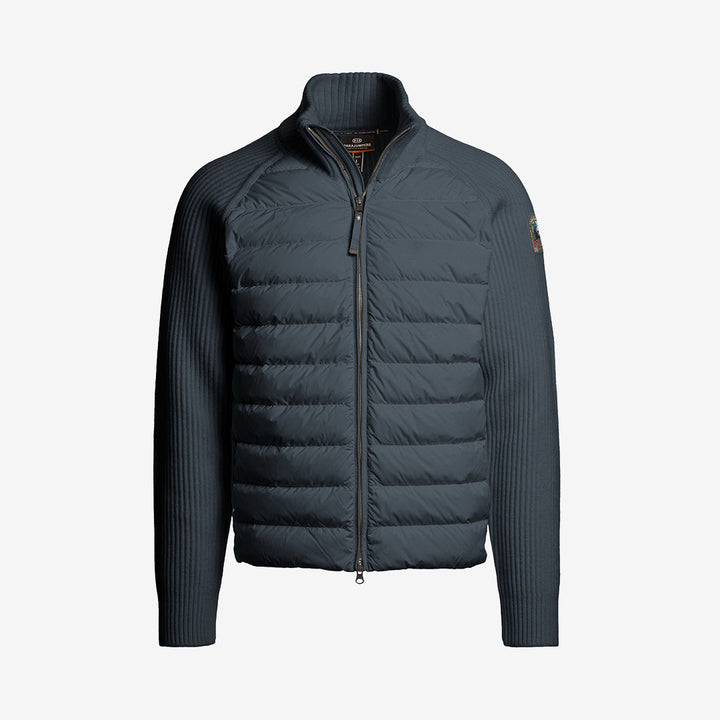 Parajumpers Olmo hybridjacka för herr i Nine Iron med ribbstickade partier, dunfylld design och full dragkedja.