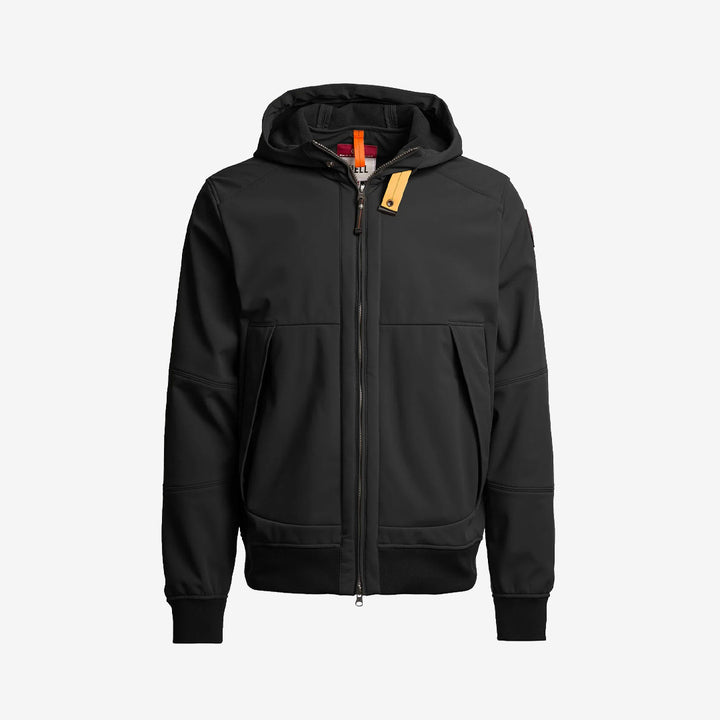 Parajumpers Abner hooded bomberjacka för herr i Black med huva, stretch-softshell och minimalistisk design.