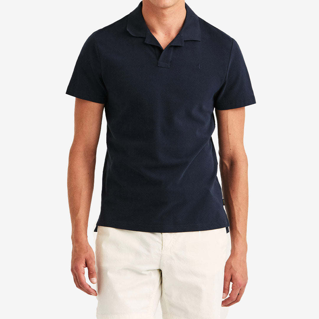 Morris Dylan Piqué Shirt Old Blue pikétröja herr i bomull