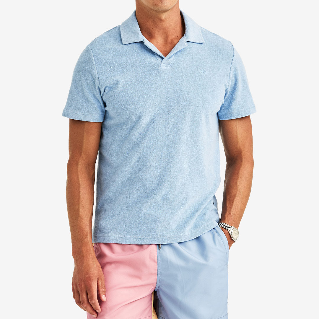 Morris Delon Terry Shirt blue frottéskjorta herr i bomull