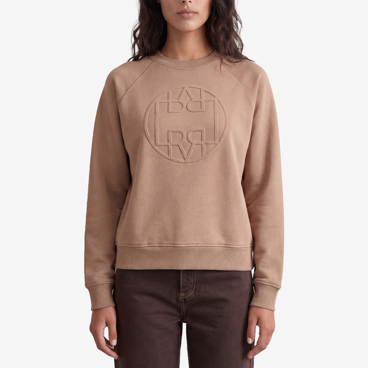 Levete Room 301591 LR-NUKA 11 sweatshirt i Otter med rund hals och logotyp för dam