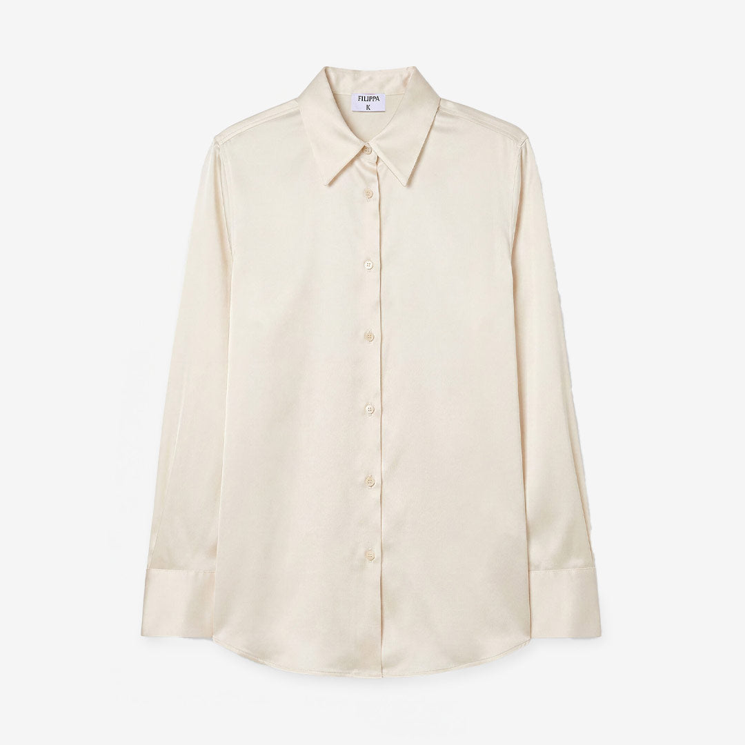 Filippa K Silk Shirt dam Ivory – elegant sidenskjorta i silke med stretch