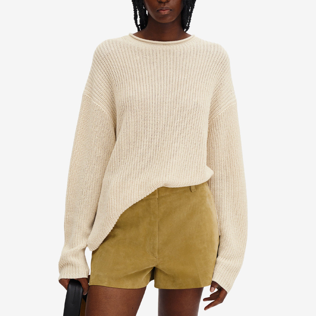Filippa K Ribbed Cotton Linen Sweater 0092 Cream White 32244 i 60% linne och 40% OCS-bomull