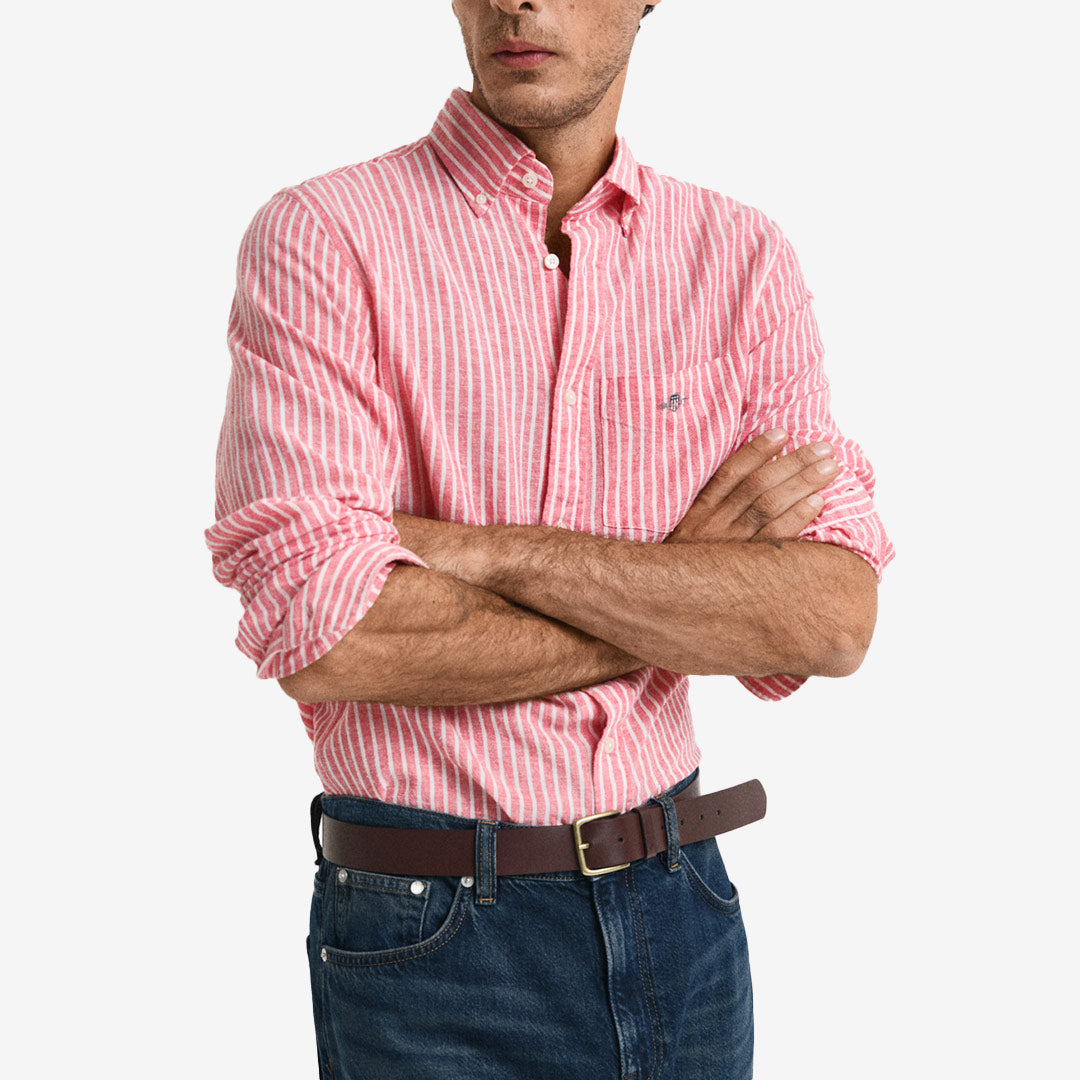 REG COTTON LINEN STRIPE SHIRT