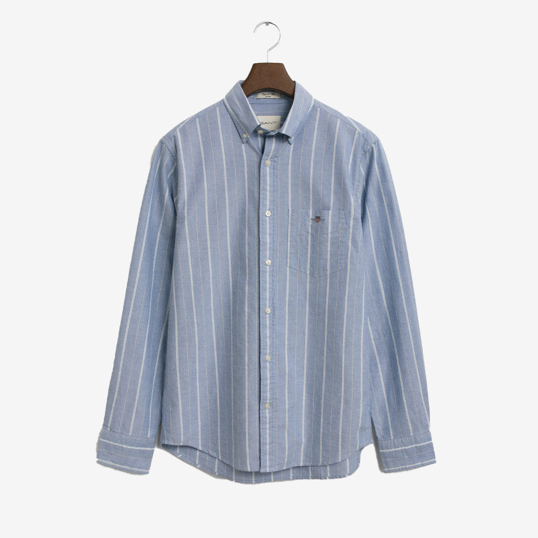 Randig herrskjorta i bomull från GANT med button-down-krage och broderad bröstlogotyp

