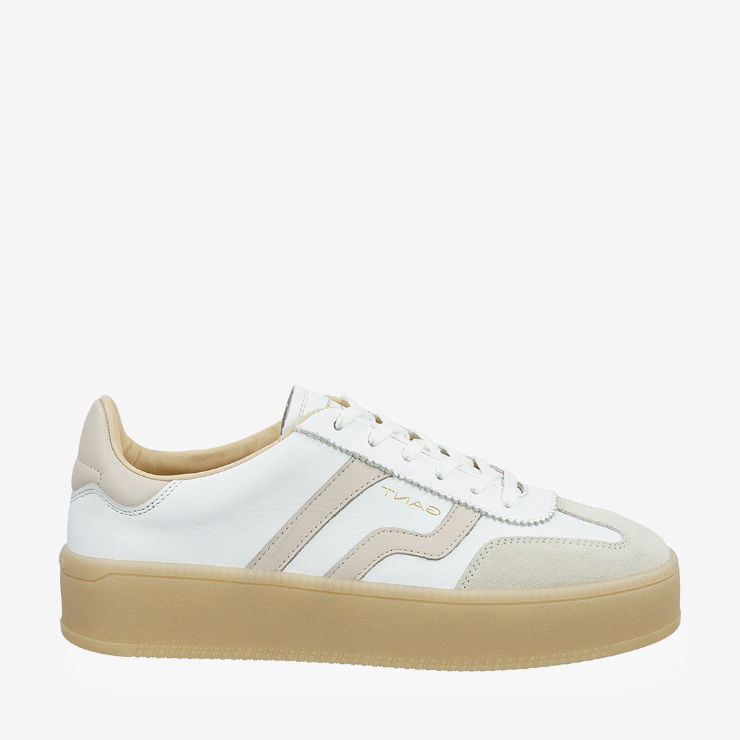 Vit och beige damsneaker i läder från Cuzmani, modell G265