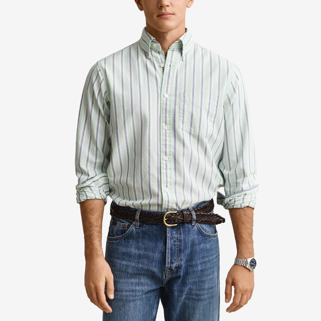 Randig Archive Oxford-skjorta från Gant i washed turquoise med button down-krage och lång ärm