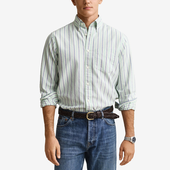 Randig Archive Oxford-skjorta från Gant i washed turquoise med button down-krage och lång ärm