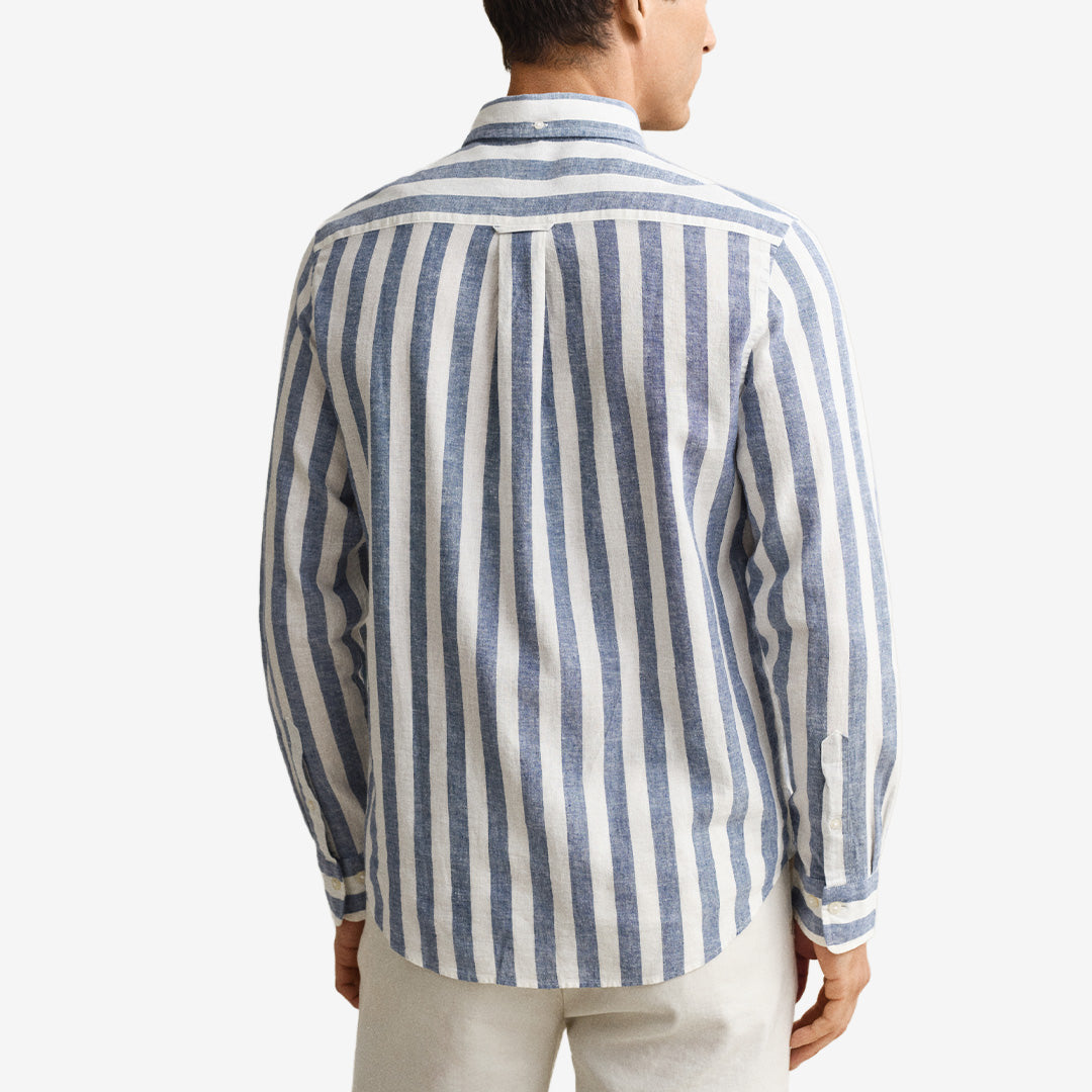 REG COTTON LINEN STRIPE SHIRT
