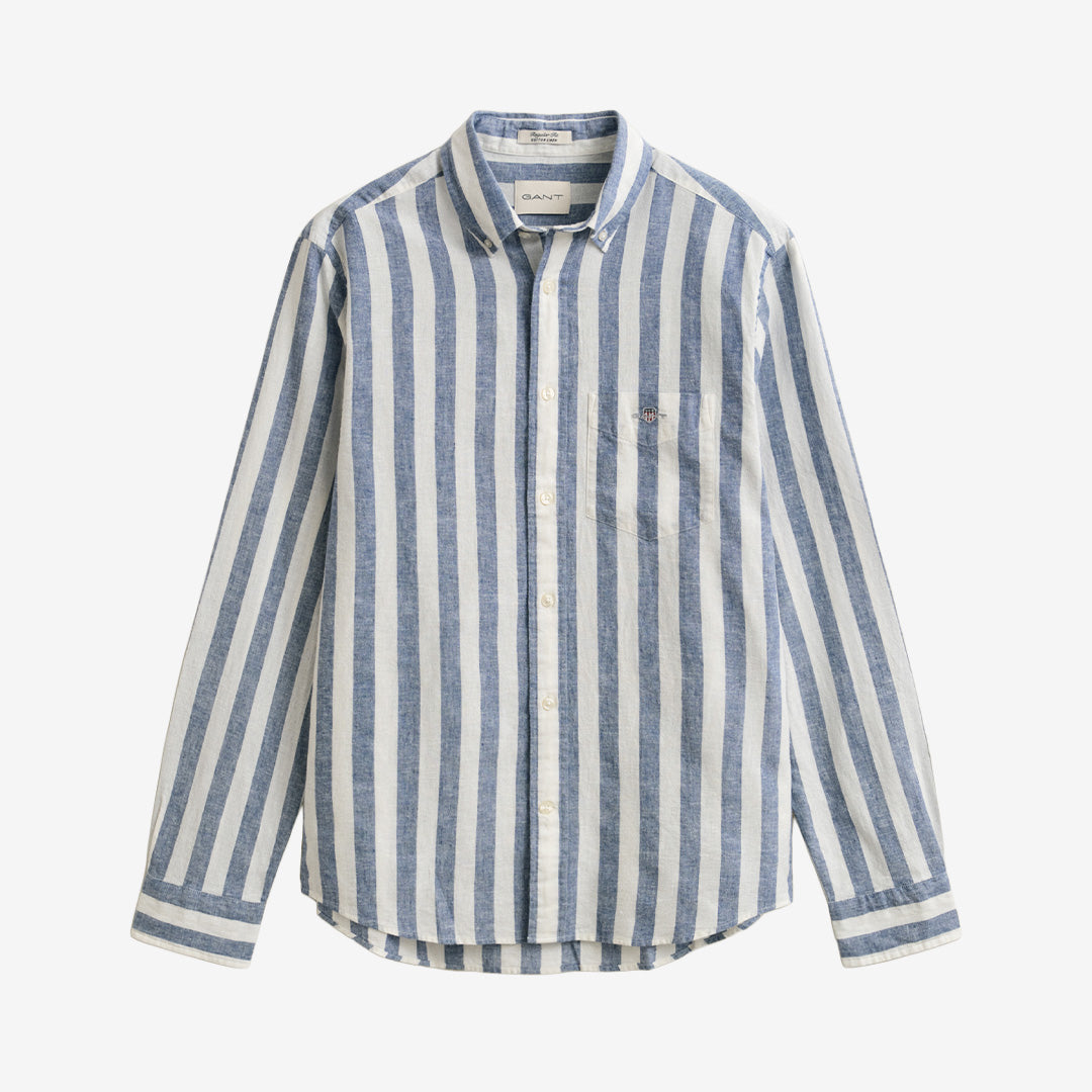 REG COTTON LINEN STRIPE SHIRT