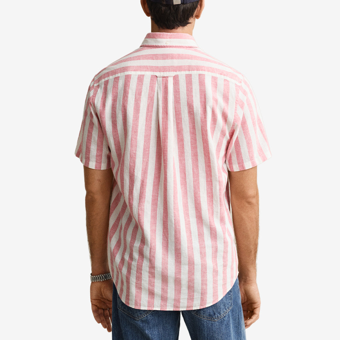 REG COTTON LINEN STRIPE SS SHIRT