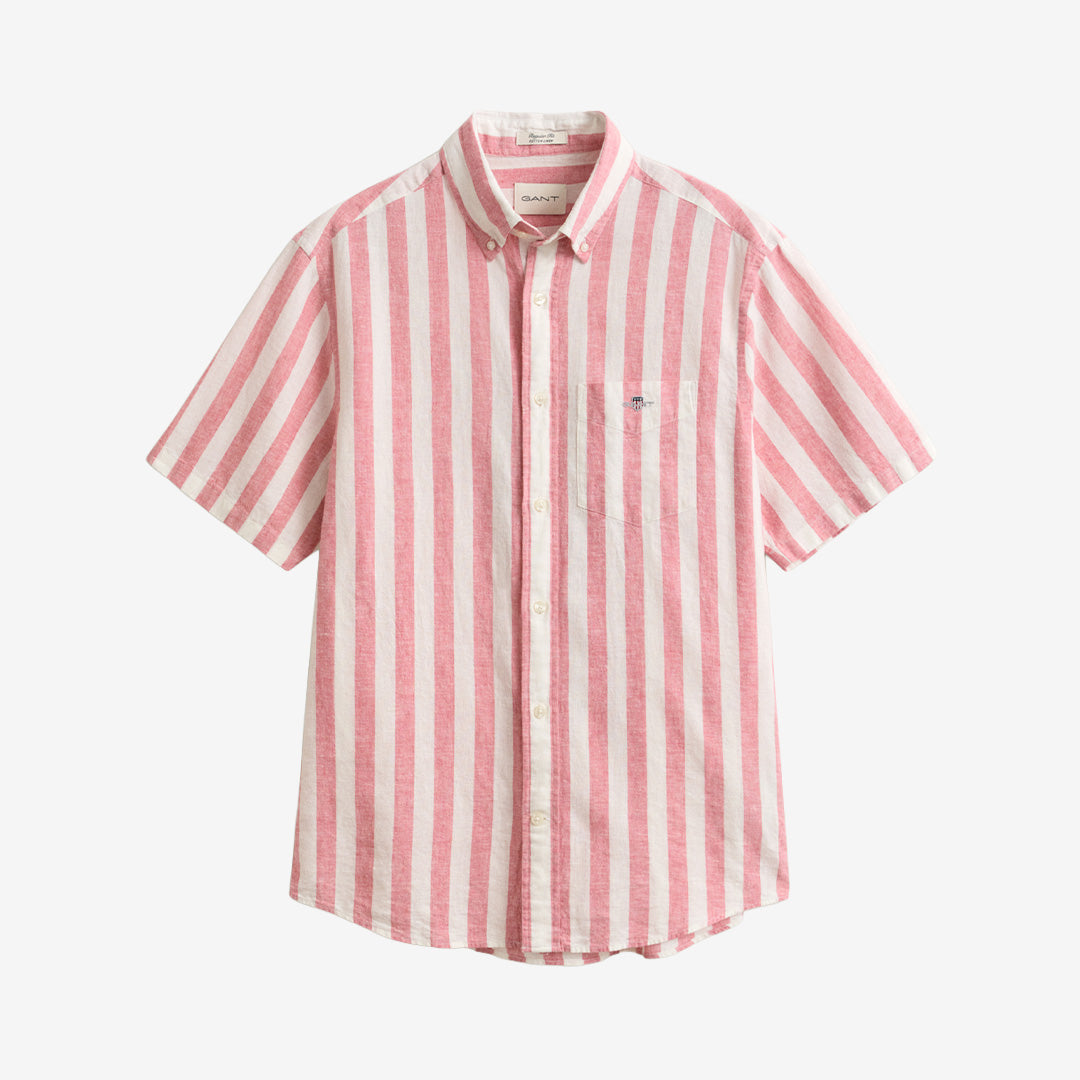 REG COTTON LINEN STRIPE SS SHIRT