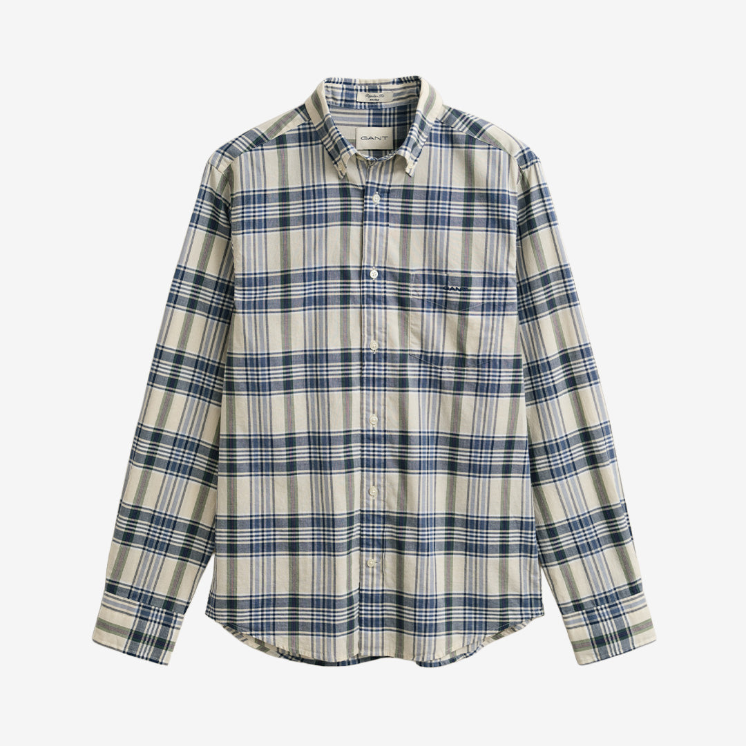 Rutig Indian Madras-skjorta från Gant i bomull i färgen Faded Denim