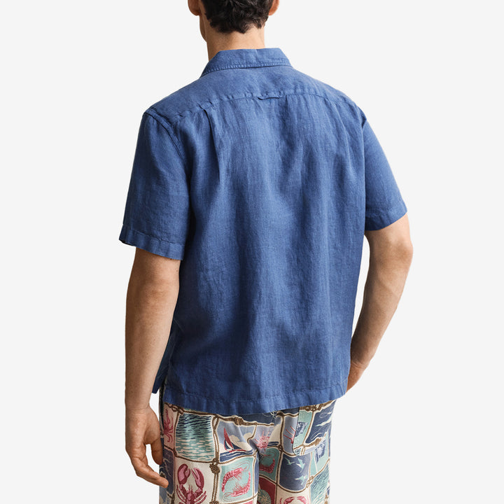 REG GMNT DYED LINEN SS CAMP SHIRT