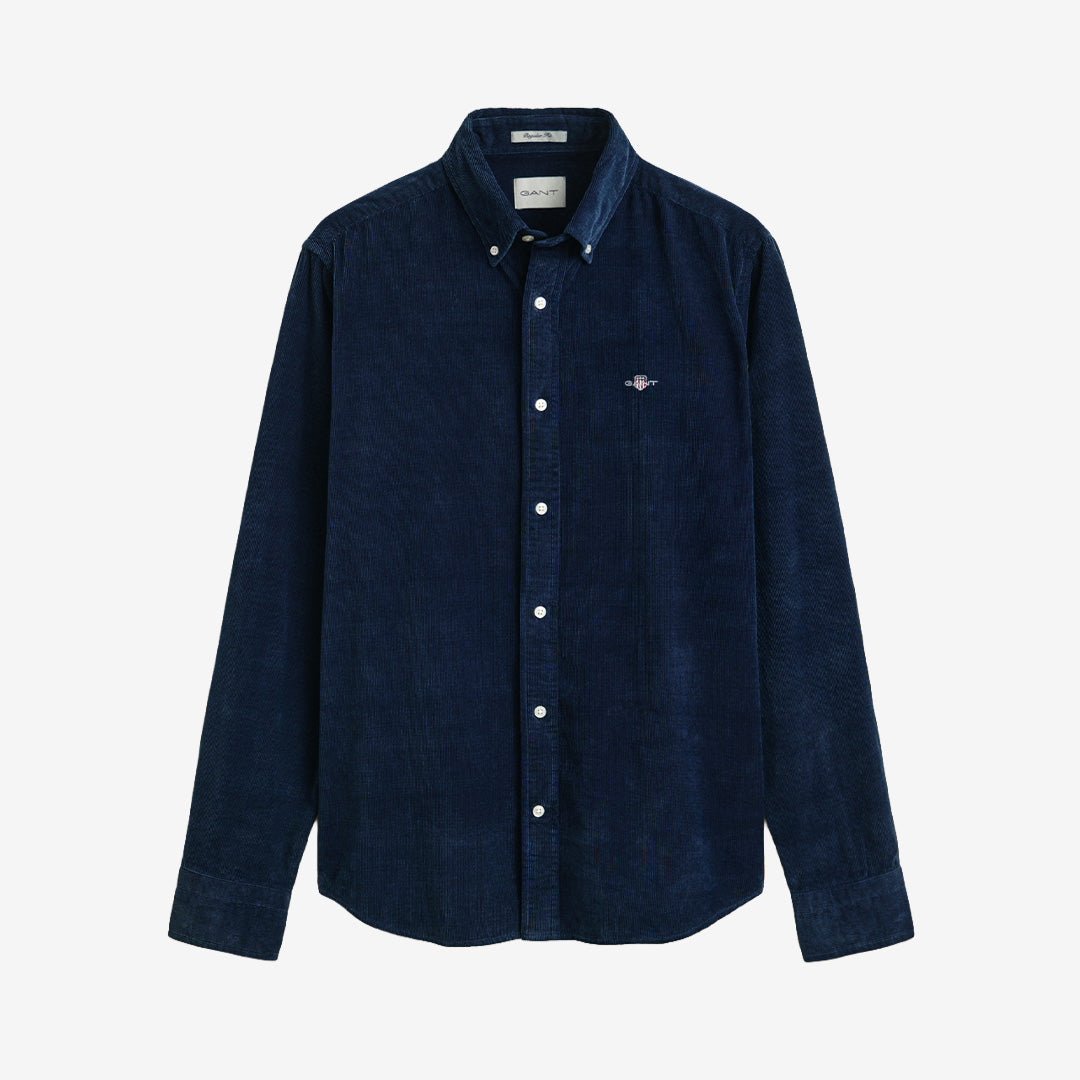 Gant Indigo Corduroy Shirt 3262019 i Indigo med button-down-krage och manchesterstruktur för herr