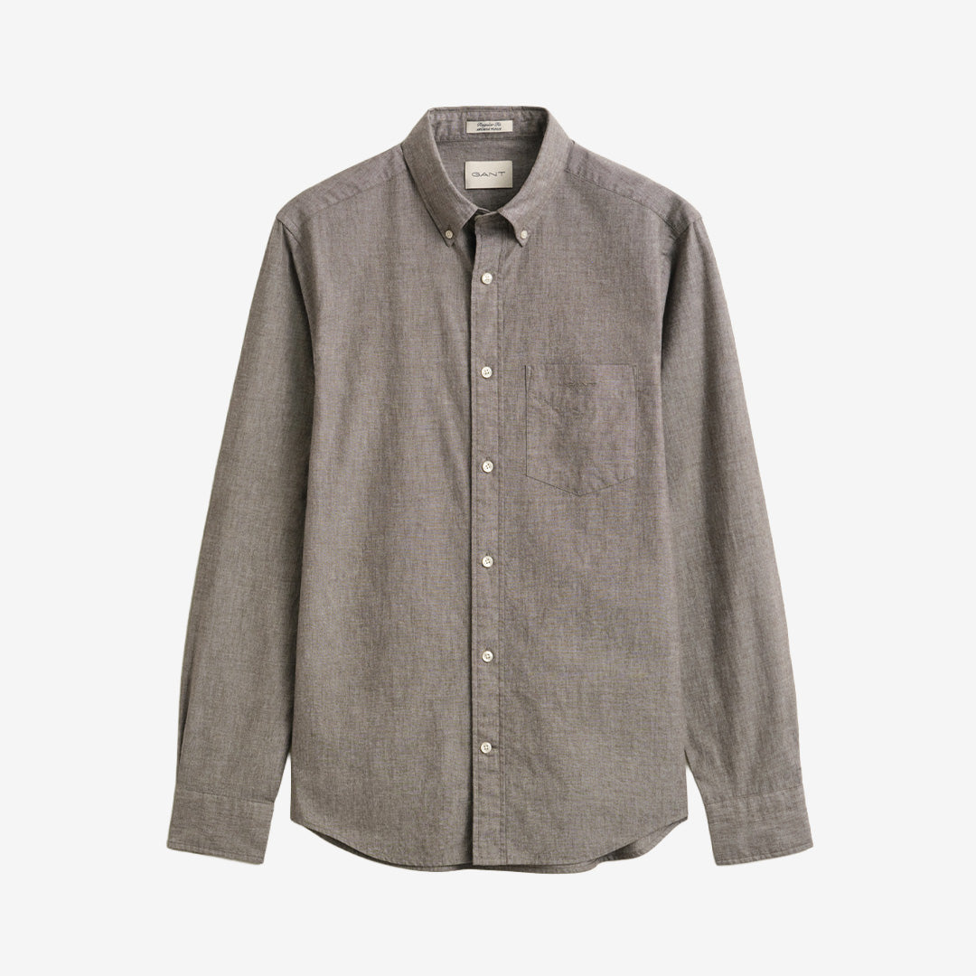 Gant Mélange Archive Poplin Shirt 3262033 i Brown Melange med button-down-krage och lång ärm för herr