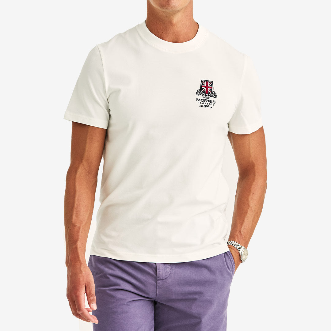 Morris Barton Tee Off White vit t-shirt herr i bomull med stretch