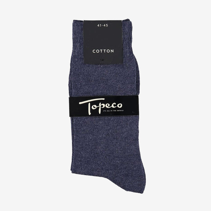 SOCK SOLID, COTTON, BLUE MELANGE