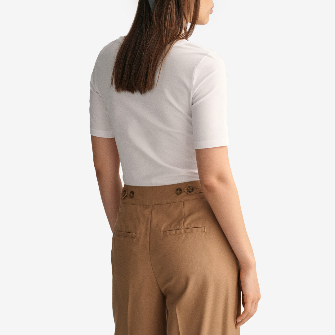 SLIM COT/ELA SS SCOOP NECK TOP