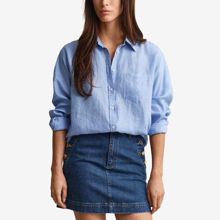 Långärmad linneskjorta från Gant i färgen Hydrangea Blue