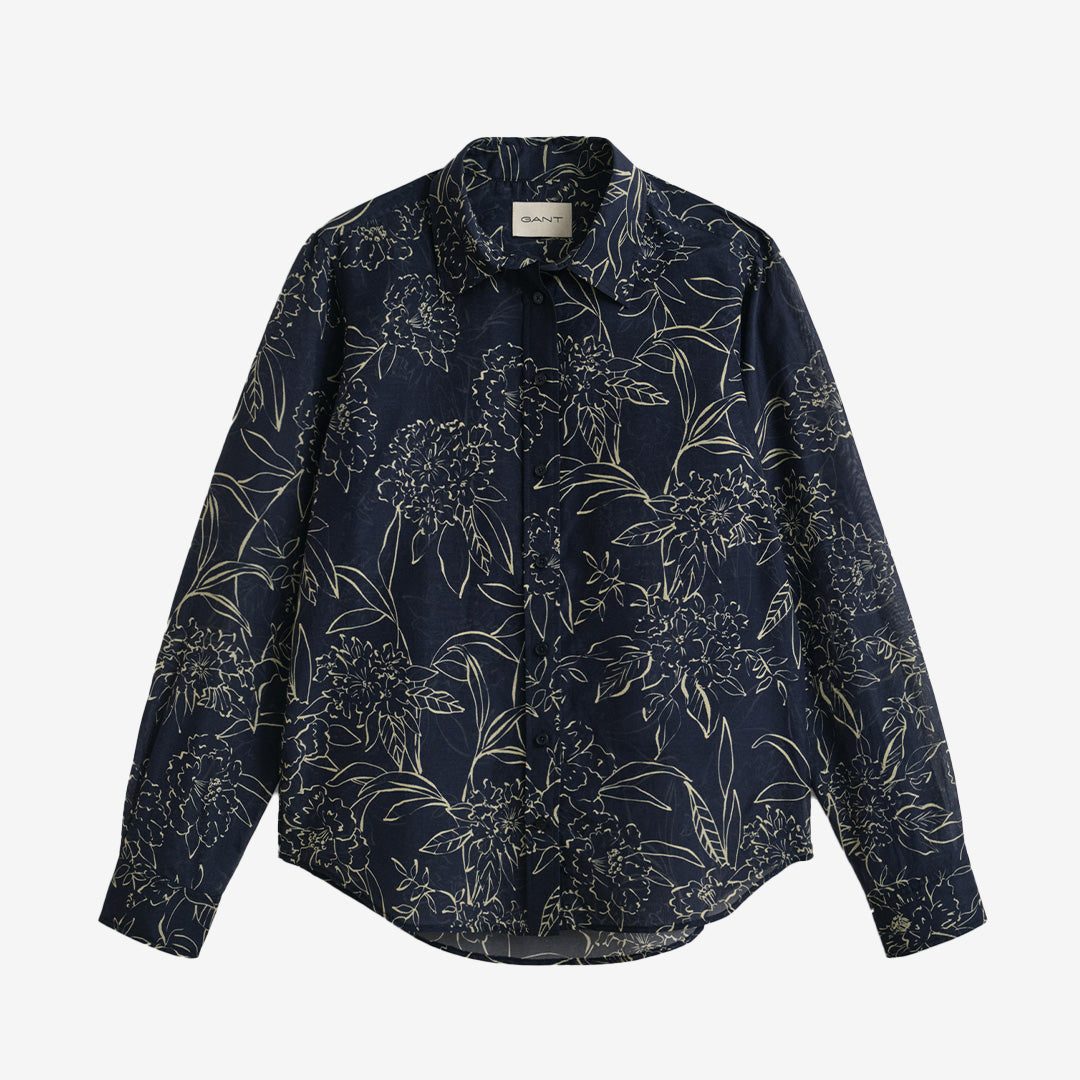 REG FLORAL PRINT CTN SILK LS SHIRT