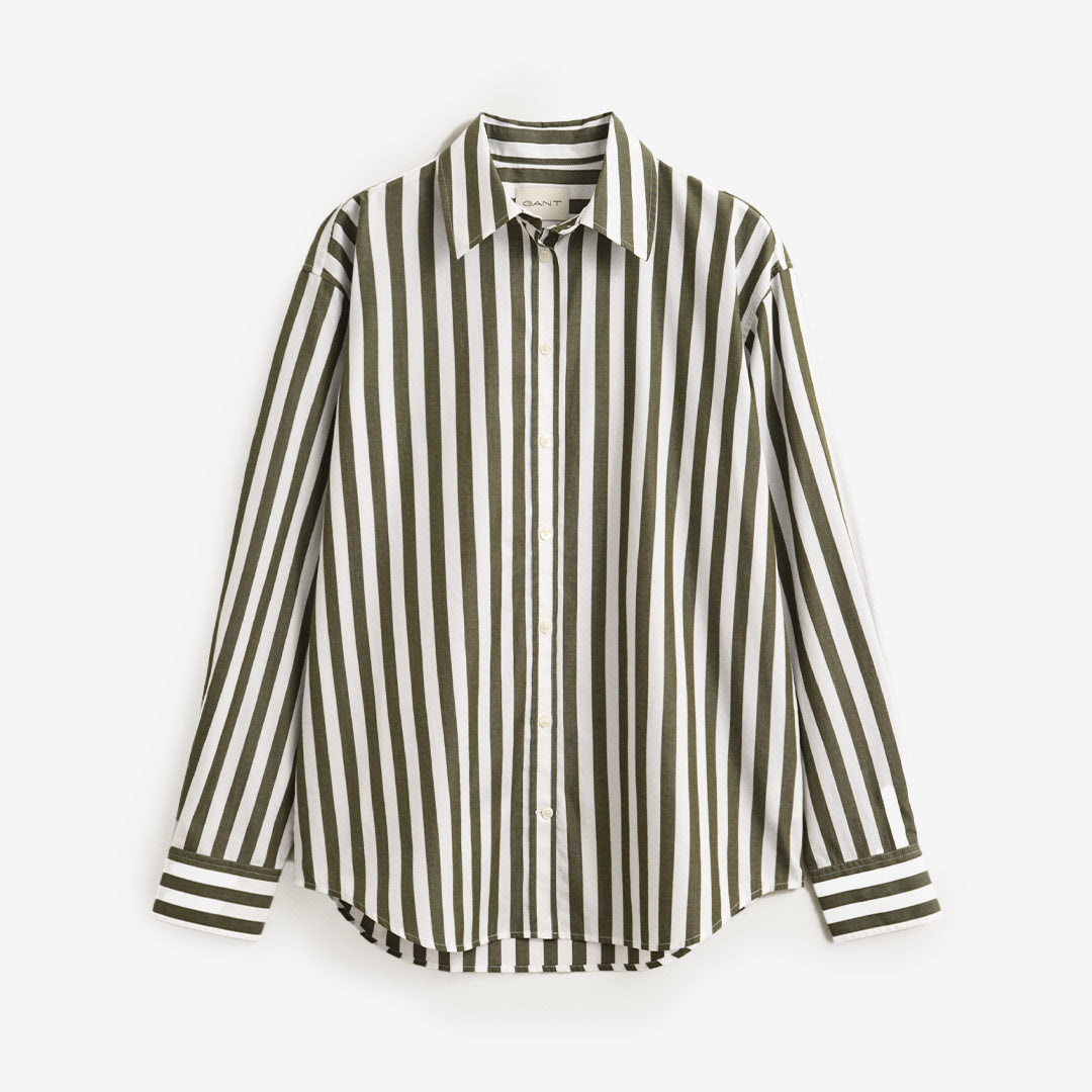 GANT Relaxed Striped Classic Poplin Shirt dam Country Green 4300681