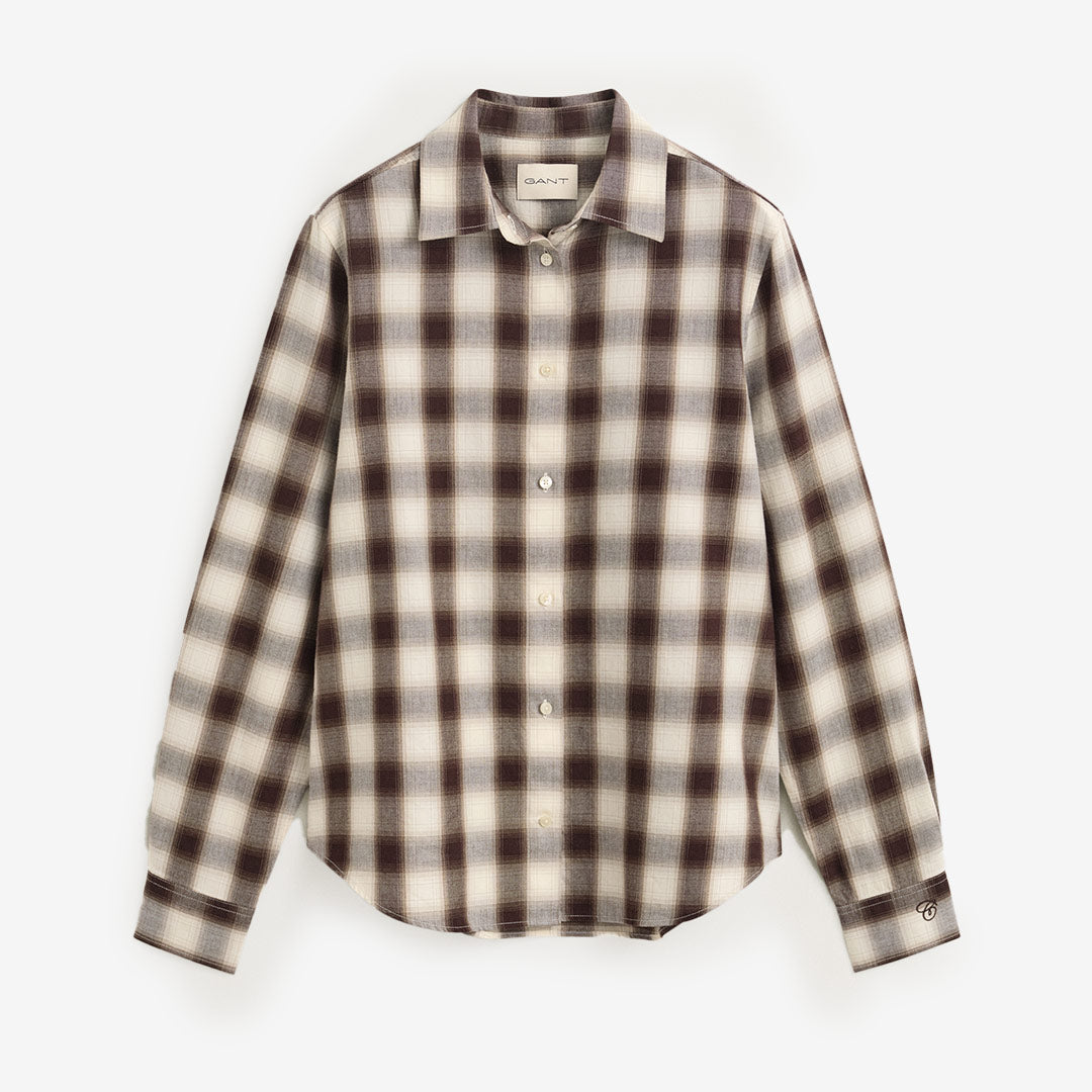 GANT Regular Checked Flannel Shirt dam Deep Brown 4300687