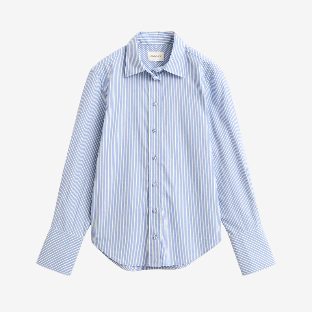 Gant Striped Yoke Detail Shirt 4300714 i Misty Lavender med randigt mönster och klassisk krage för dam