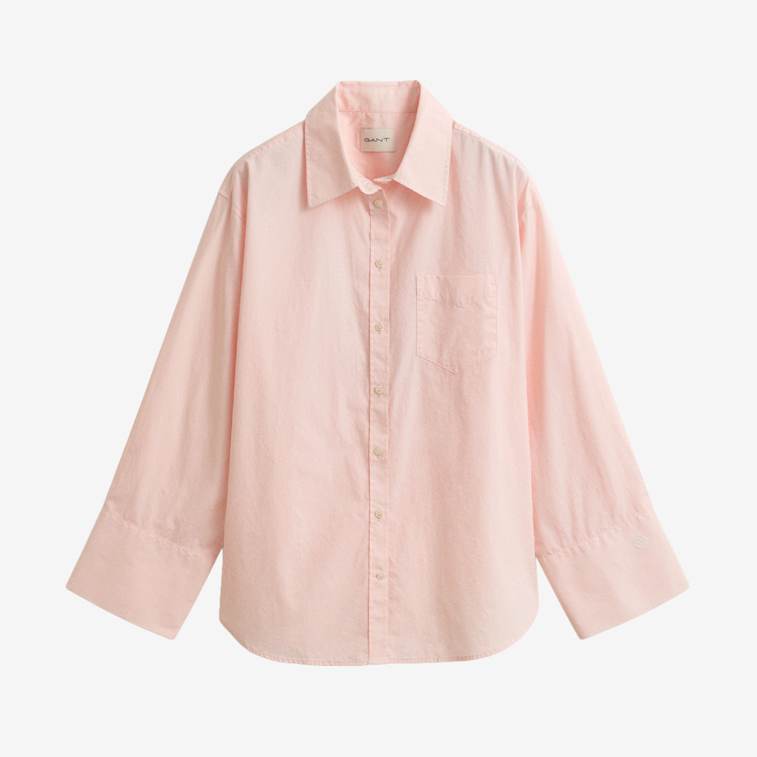 Gant Wide Sleeve Classic Poplin Shirt 4300722 i Refined Pink med vida ärmar och bröstficka för dam