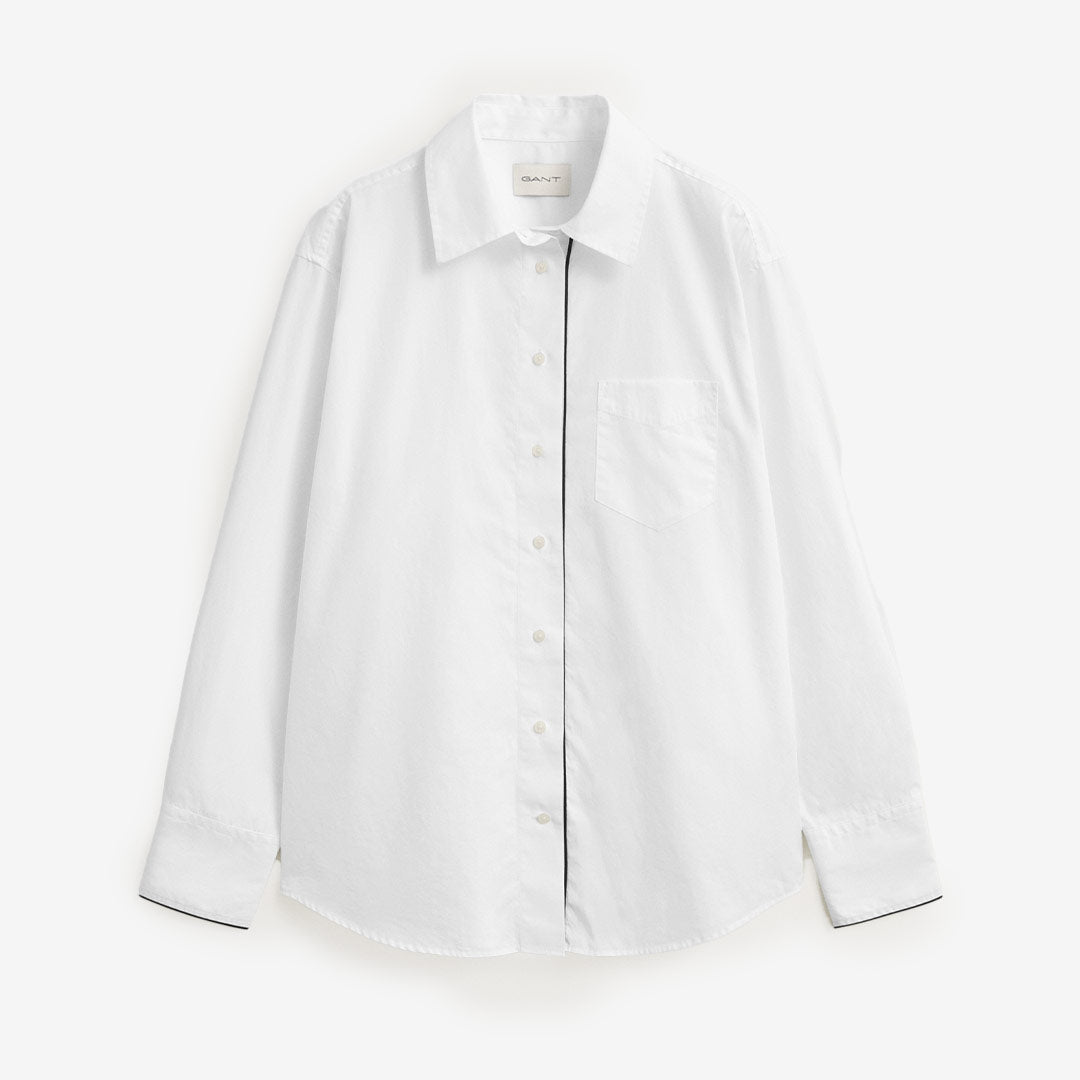 GANT Relaxed Classic Poplin Piping Shirt dam White 4300741