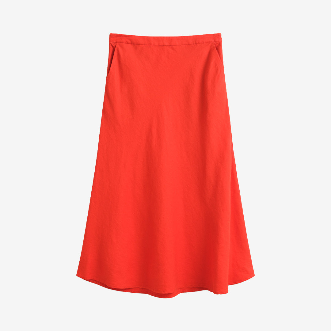 Gant Flared Linen Blend Skirt i perfect red med luftig flared passform