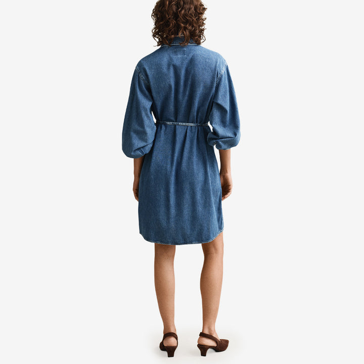 DENIM VOLUME SLEEVE SHIRT DRESS